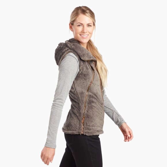 NWT KUHL Flight Vest Mid-Weight Italian Fleece Stowaway Hood Breen - Picture 6 of 16